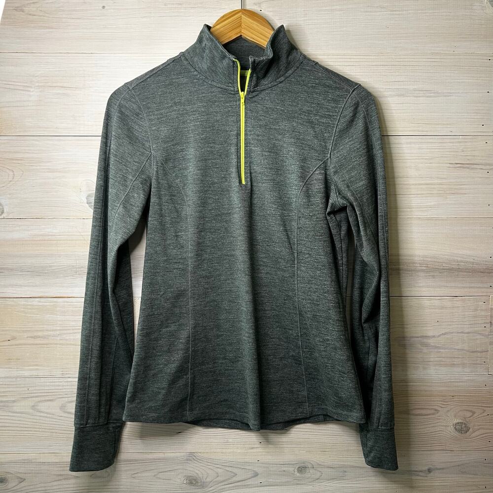 MTA Sport Womens Pullover Top Size M Gray Heather 1/4 Zip Thumbholes